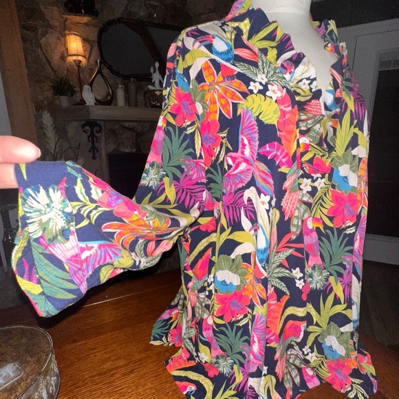 Crown & Ivy Pink and Blue Ruffled Blouse - Picture 8 of 8